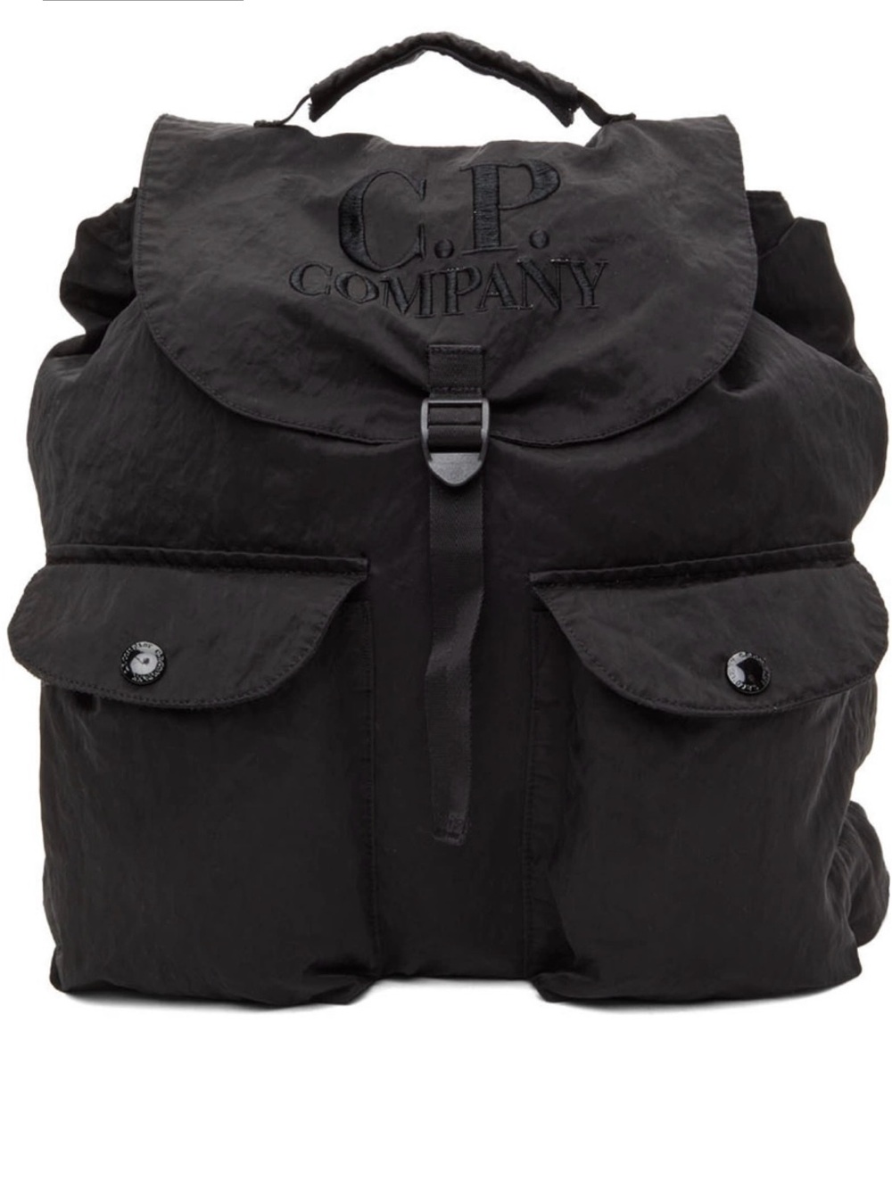 C.P. Company Black Logo Flap Nylon Backpack